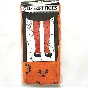 Orange Jack-o-lantern Halloween tights One size